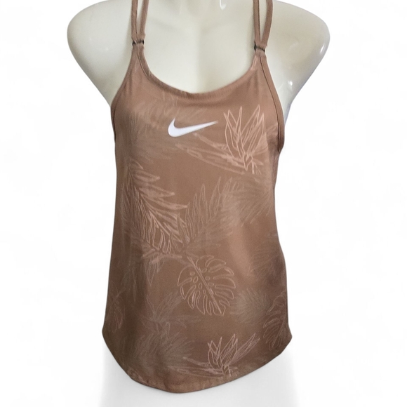 Nike Women's Brown Tank Top with Leaf Pattern - Picture 1 of 3
